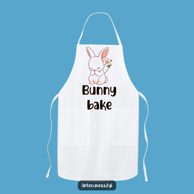 Funny Art Nouveau Rabbit Apron - Graceful Bow, Kitchen Fun Funny Gift