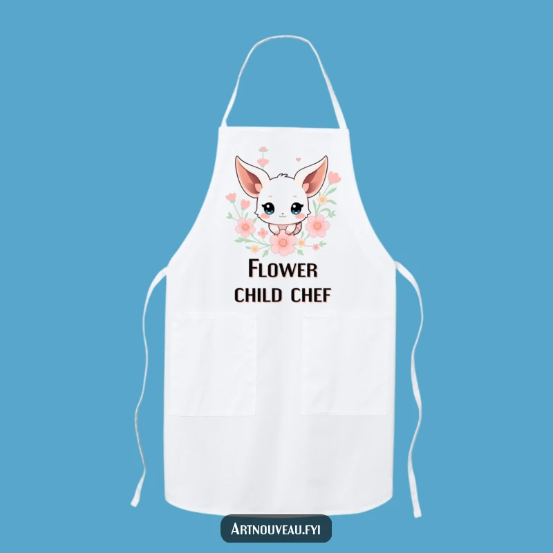 Funny Creature Apron: Kitchen Fantasy with Floating Ears & Floral Art