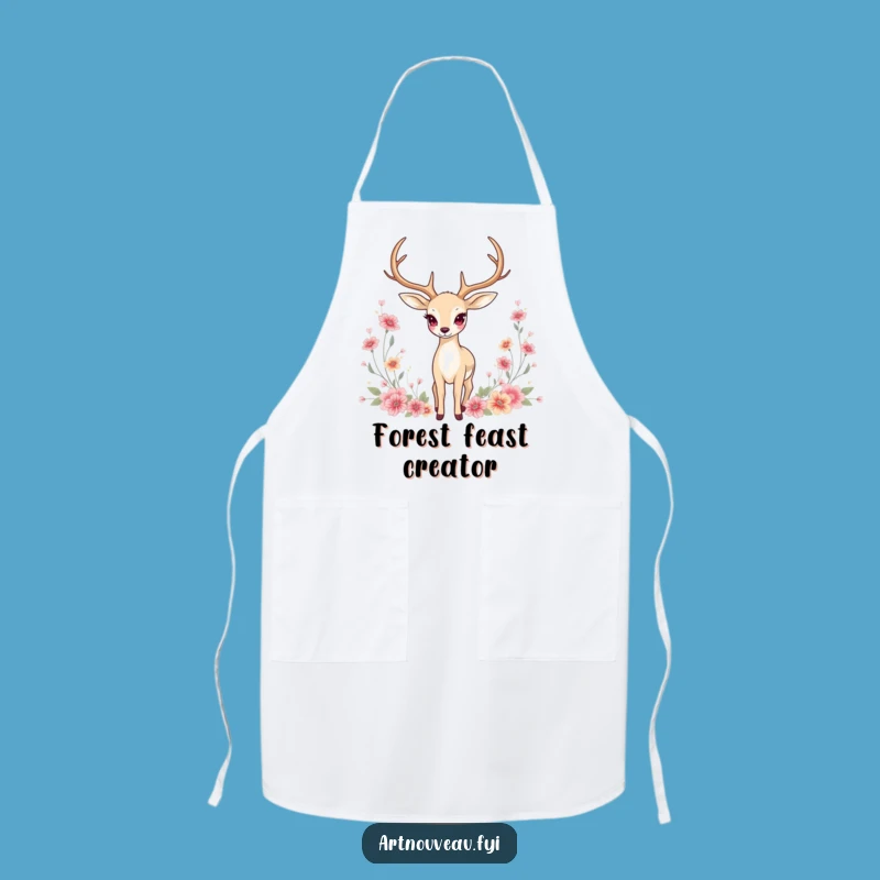 Funny Deer Apron: Graceful Kitchen Style, Floral Motifs, Perfect Chef Gift