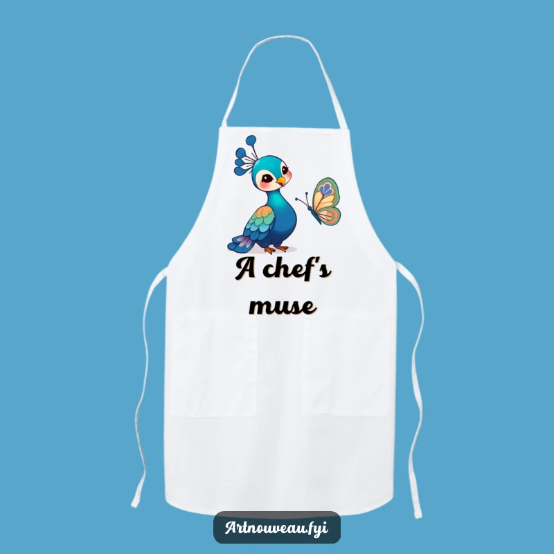 Funny Art Nouveau Peacock Apron: Kitchen Bird Art, Ideal Funny Gift