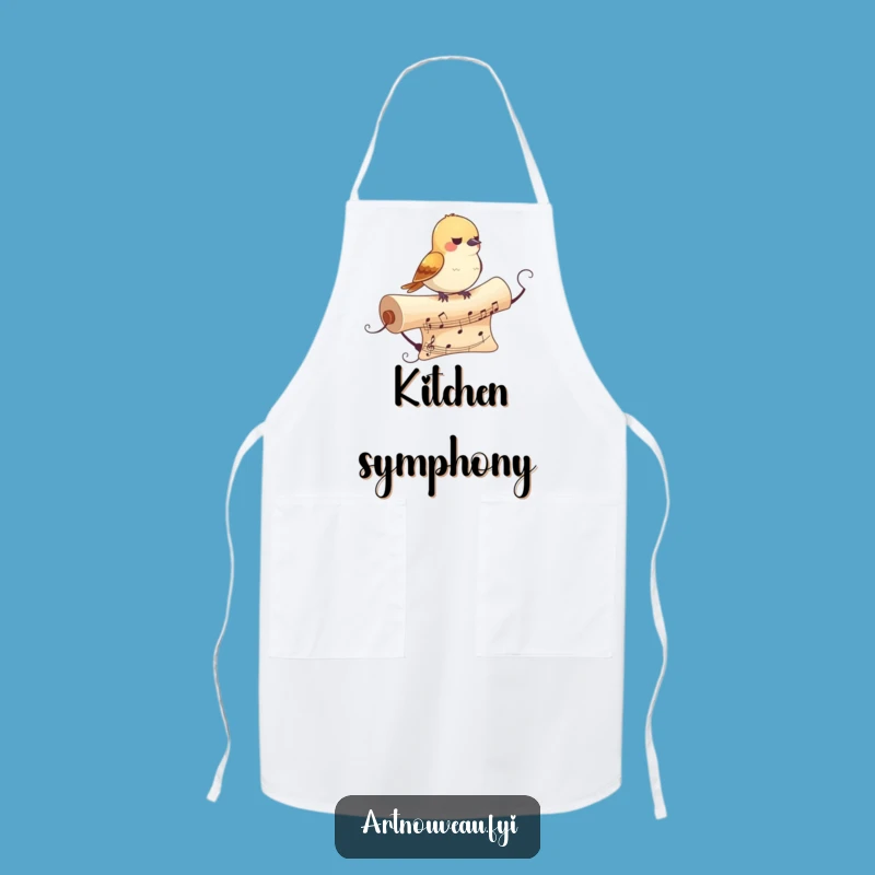 Funny Bird Apron: Kitchen Melodies with Musical Scroll Art