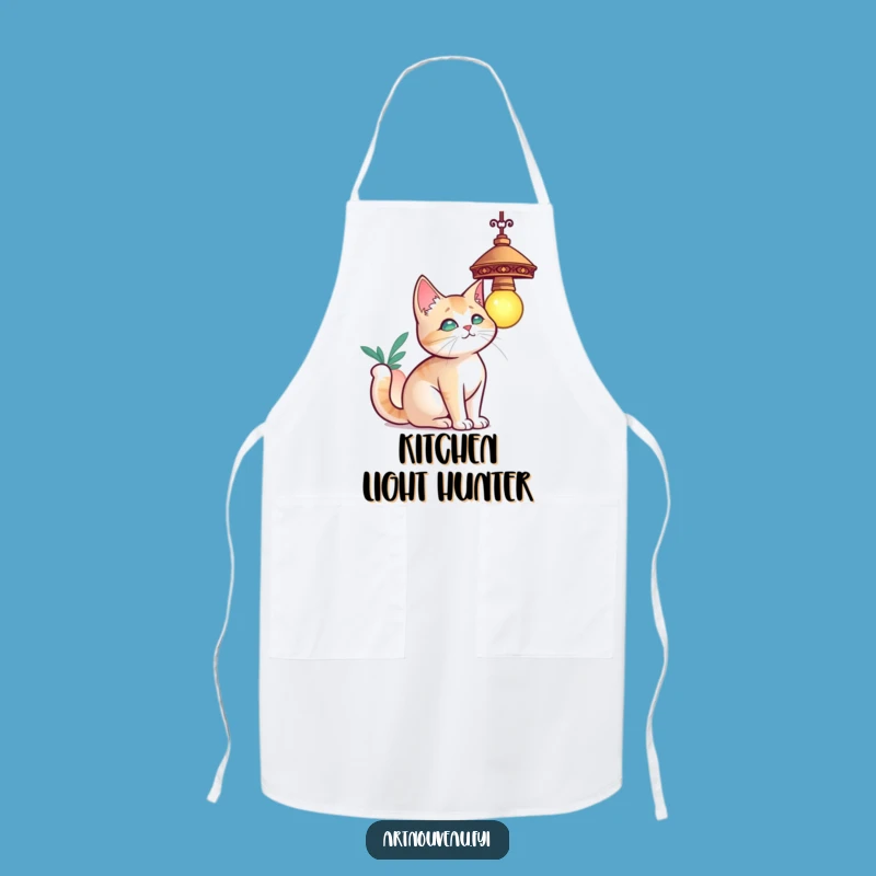 Funny Cat Lamp Apron, Playful Feline Kitchenwear, Great Funny Gift