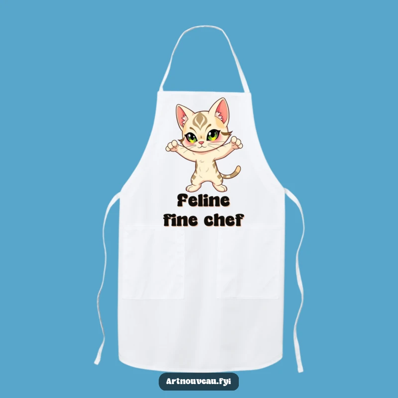 Funny Feline Apron: Art Nouveau Kitchen Style for Dynamic Cooks