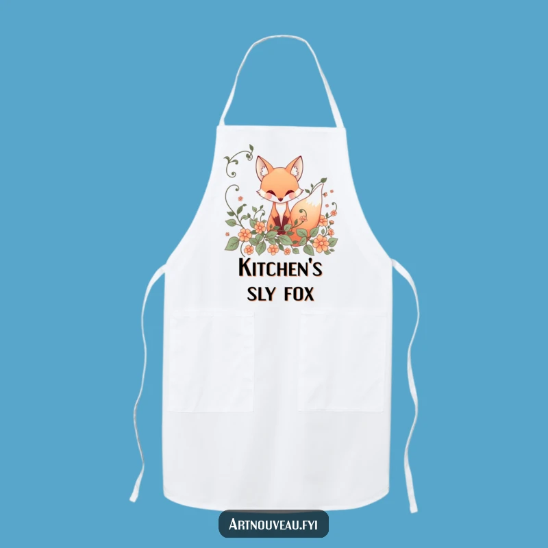 Funny Fox Apron: Elegant Art Nouveau Kitchen Wear, Whimsical Chef Gift