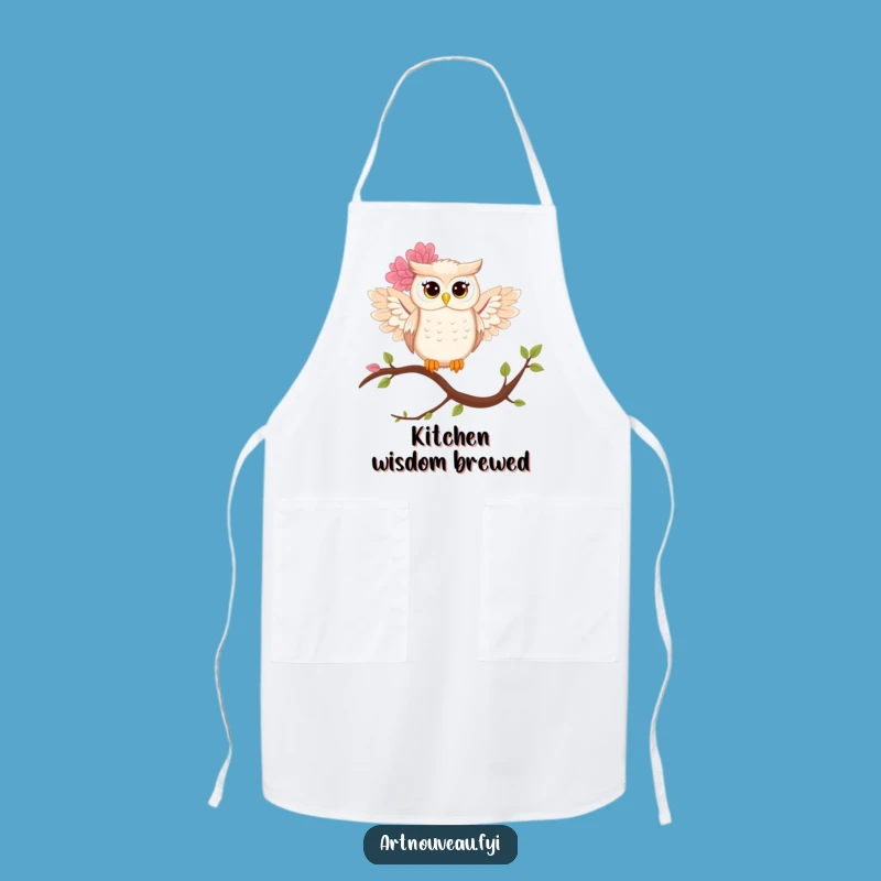 Funny Owl Apron: Floral Wings Kitchen Wear, Artistic Funny Gift for Cooks