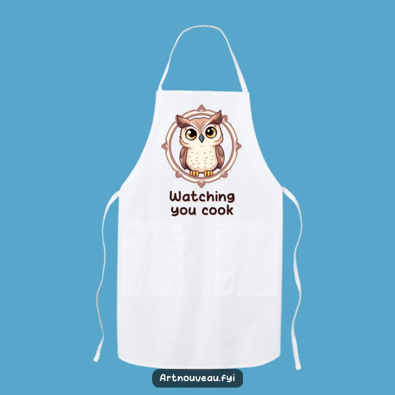 Funny Owl Apron - Kitchen Art Decor, Expressive Eyes, Great Funny Gift