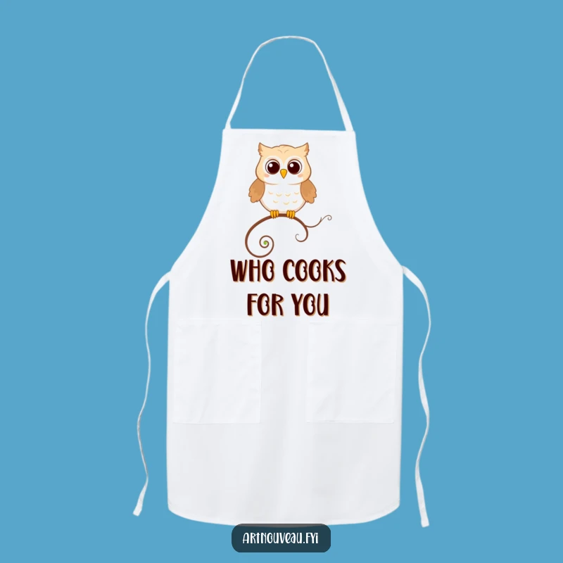 Funny Owl Apron: Kitchen Whimsy with Perch Art, Perfect Gift
