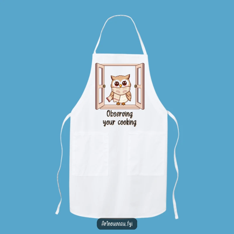 Funny Owl Window Peek Apron: Cute Scarf Chef Gift