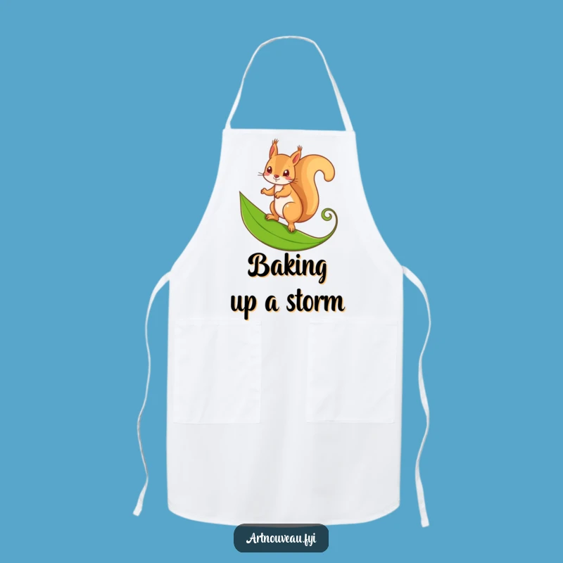 Funny Squirrel Leaf Apron: Kitchen Fun, Mischievous Squirrel, Nature Style, Chef Funny Gift
