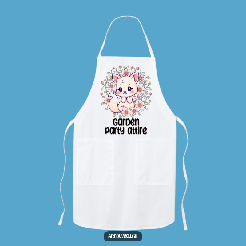Funny Floral Fox Apron: Artistic Kitchen Wear, Hilarious Cooking Gift