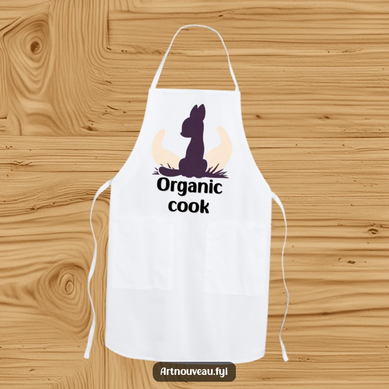 Funny apron featuring a bold animal silhouette against a flowing background of organic curves, blending art and kitchen practicality.