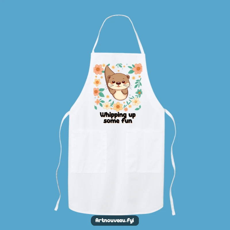 Funny Otter Dive Apron: Kitchen Fun, Playful Otter, Floral Patterns, Cook Funny Gift