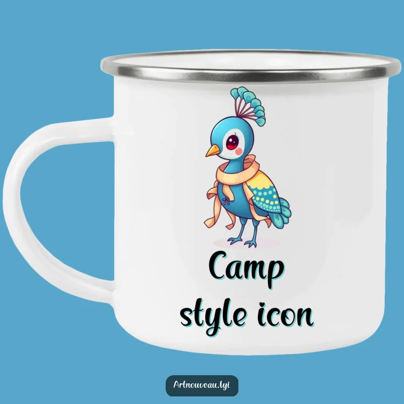 Funny Peacock Ribbon Camping Mug: Rugged Dapper Bird, Perfect Outdoor Funny Gift