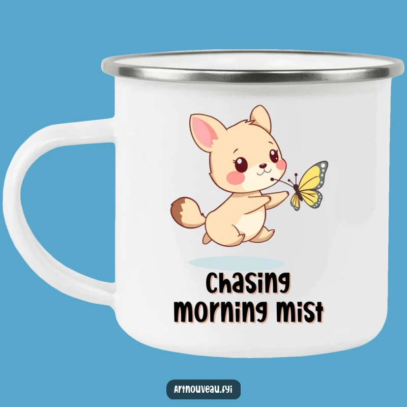 Funny Whimsical Animal Butterfly Camping Mug, Playful Enamel Cup Gift