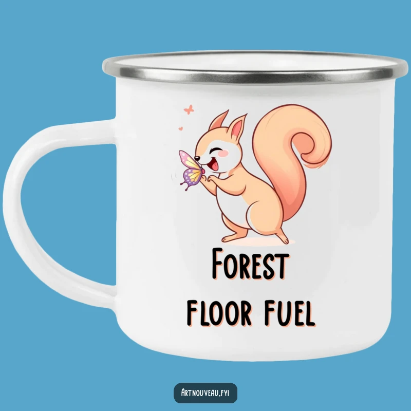 Durable Funny Squirrel Art Nouveau Camping Mug, Whimsical Outdoor Adventure Gift