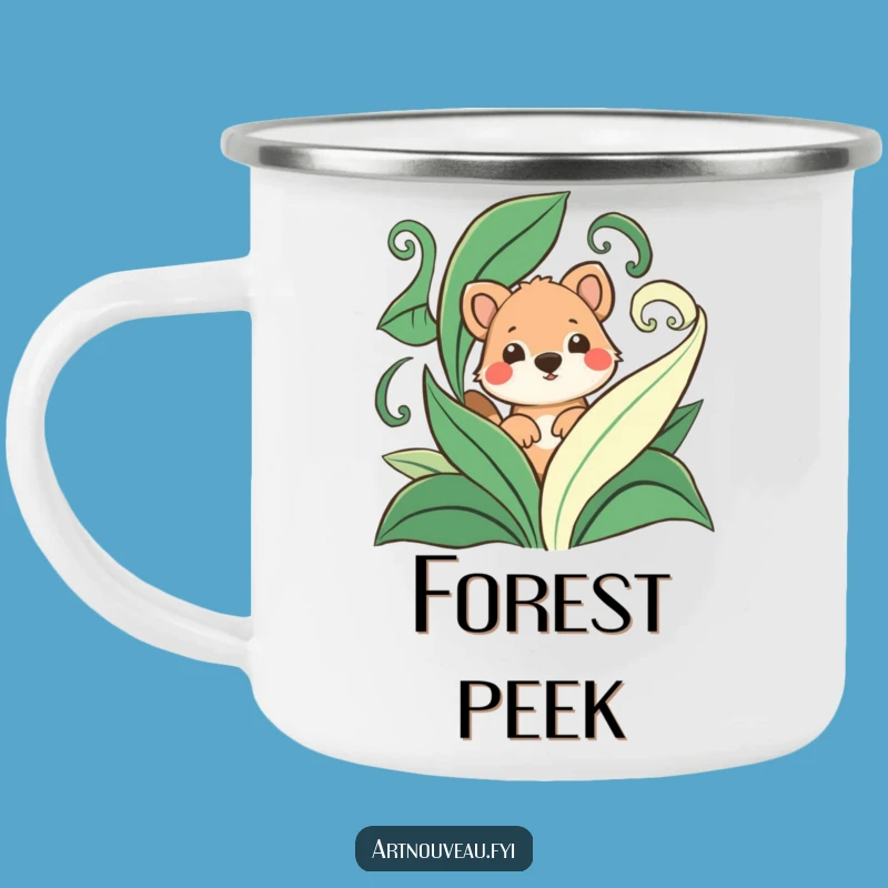 Funny Playful Animal Leaf Camping Mug - Rustic & Humorous Outdoors Gift