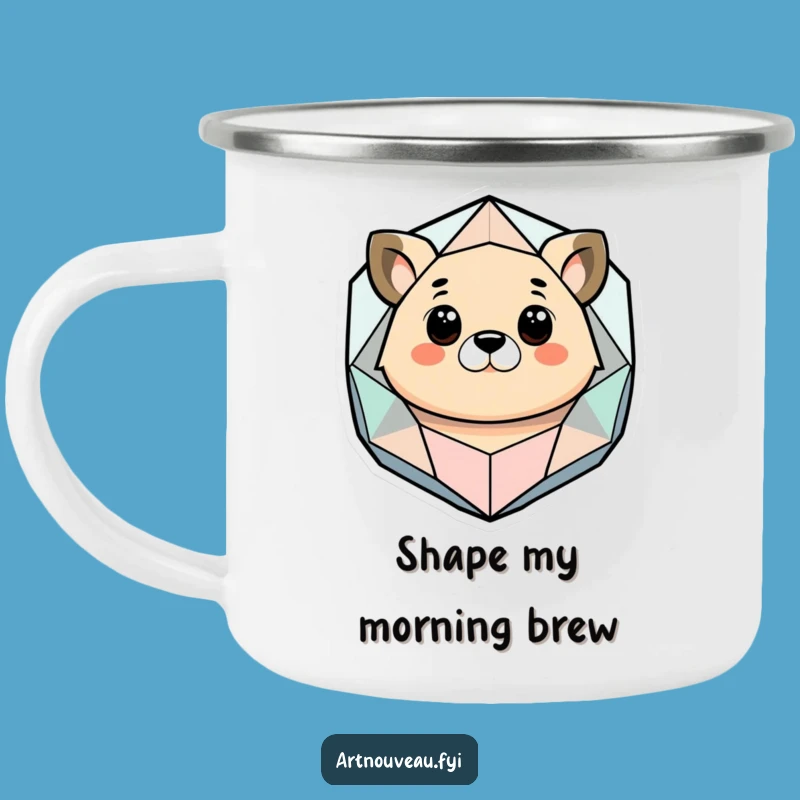 Funny Abstract Animal Camping Mug, Geometric Shape Enamel Camp Cup Gift