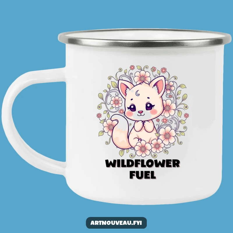 Funny Floral Fox Camping Mug: Adventure Drinkware, Humorous Outdoor Gift