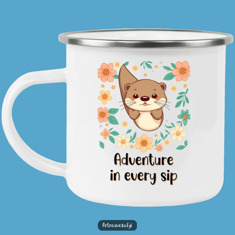 Funny Otter Dive Camping Mug: Durable, Playful, Floral Power, Outdoor Funny Gift