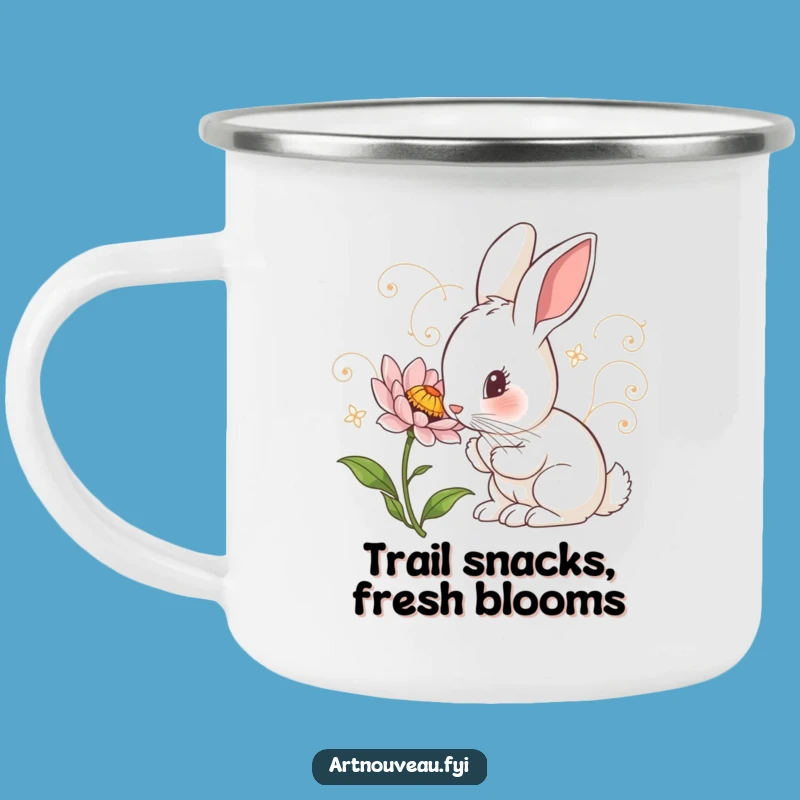 Funny Rabbit Camping Mug: Durable Curious Style, Floral Detail, Outdoor Gift