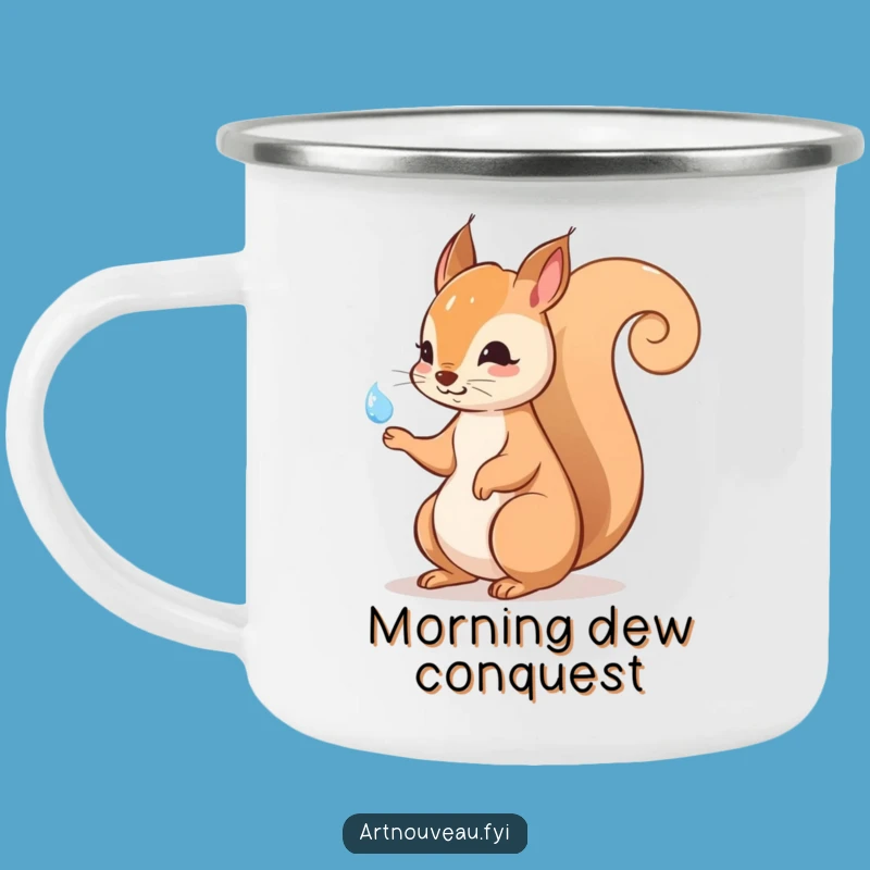 Funny Squirrel Enamel Mug - Elegant Tail Camp Cup, Rustic Funny Gift