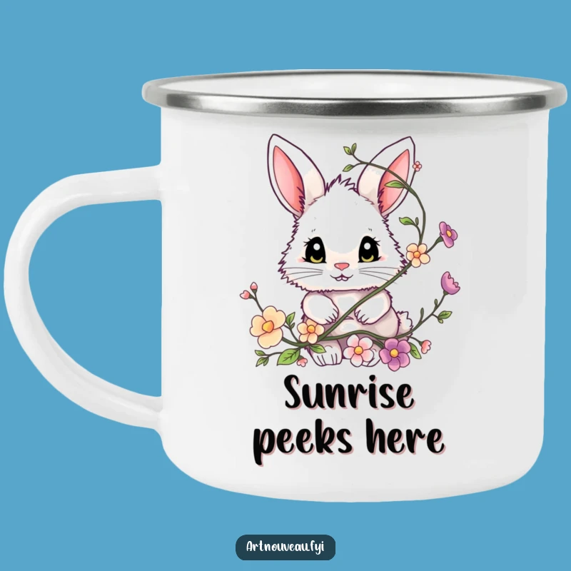 Funny Bunny Camping Mug, Outdoor Fluffy Eyed Friend Mug, Best Funny Gift