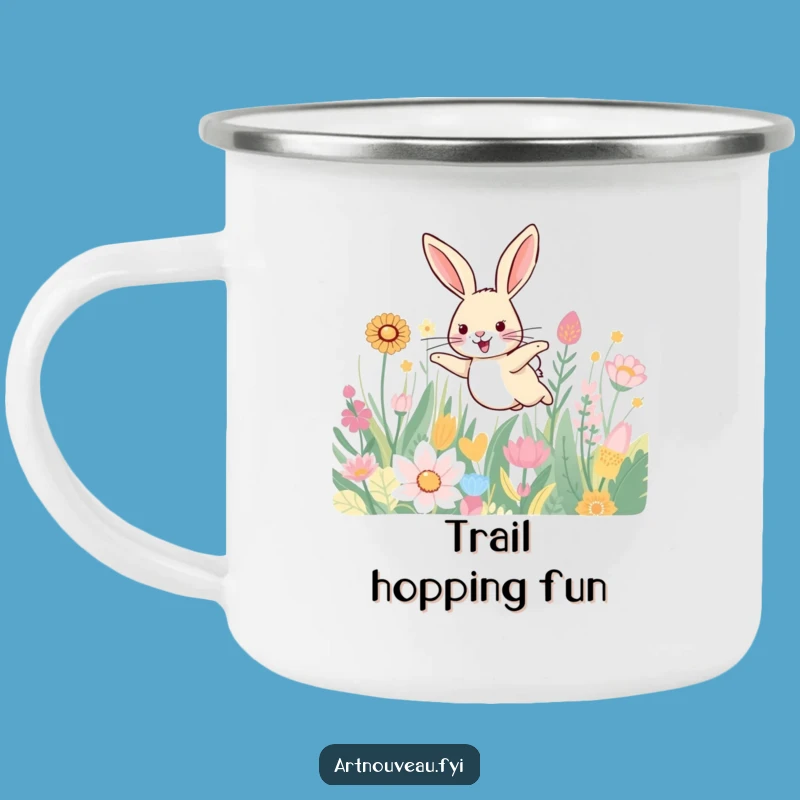 Funny Hare Camping Mug - Patterned Plants Adventure, Nature Lover Gift