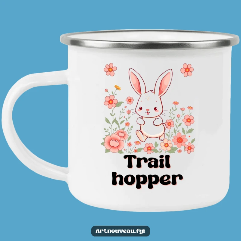 Whimsical Rabbit Camping Mug: Cute Hare Enamel Funny Gift for Outdoors