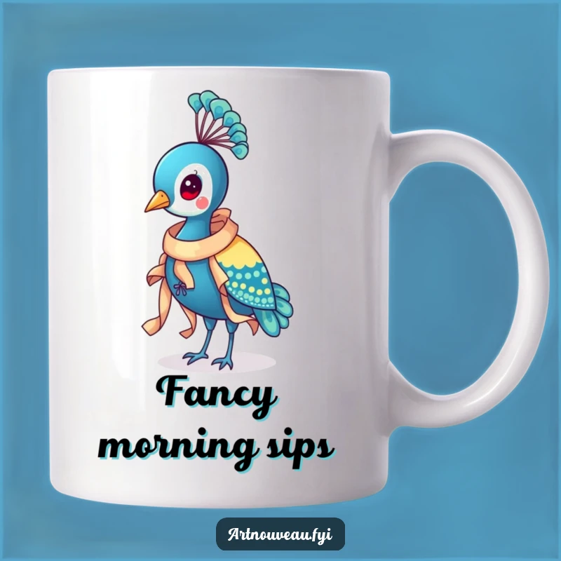 Funny Peacock Ribbon Mug: Dapper Bird Accessory, Perfect Funny Gift