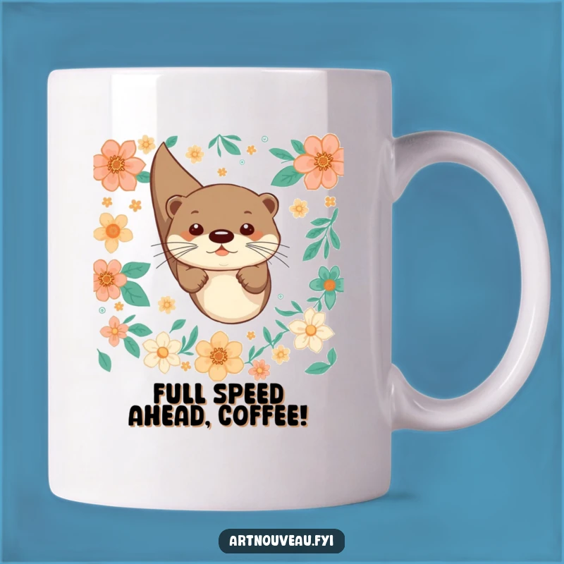 Funny Otter Dive Mug: Playful Otter, Floral Patterns, Joyful Funny Gift Idea