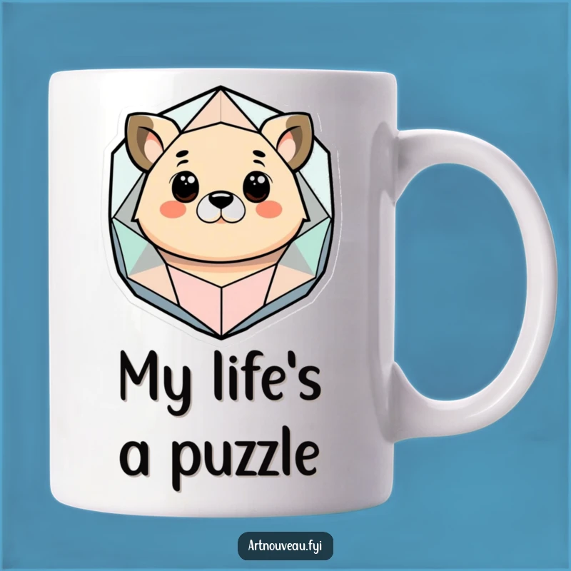 Funny Abstract Animal Mug, A Stylized Creature Contemplating Shapes Gift