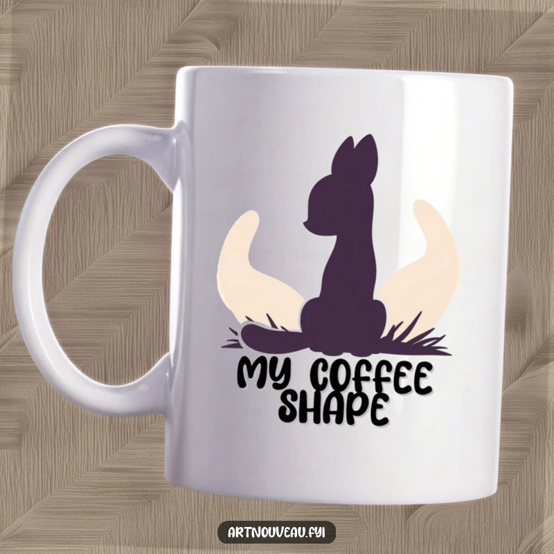 Funny mug showcasing a striking animal silhouette against a mesmerizing backdrop of fluid, organic curves in abstract art.