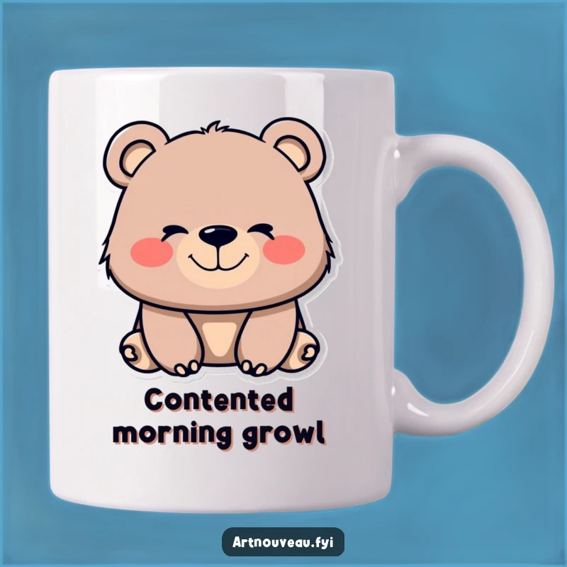 Funny Bear Organic Mug - Whimsical Lines Smile, Happy Gift