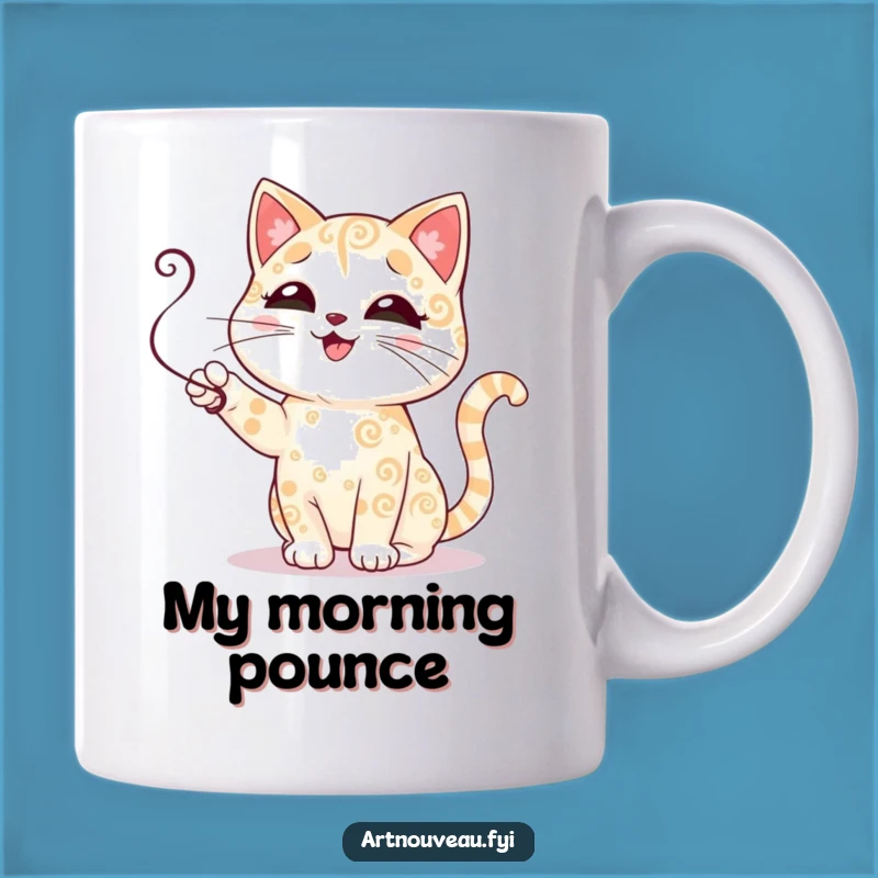 Funny Cat Art Mug: Cute Kitty Batting Tendril, Perfect Funny Gift for Cat Lovers