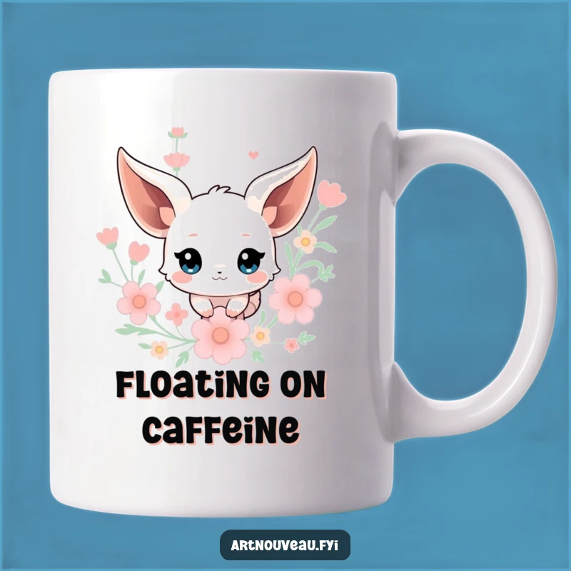Funny Creature Mug: Floating Ears & Floral Art for Whimsical Mornings