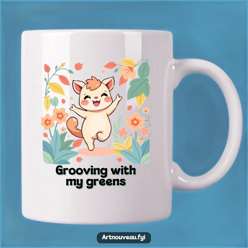 Funny Dancing Creature Foliage Mug - Joyful & Artistic Funny Gift for Nature Lovers
