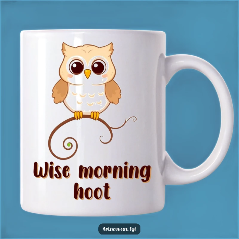 Funny Happy Owl Mug: Whimsical Perch Art, Perfect Gift for Wise Ones