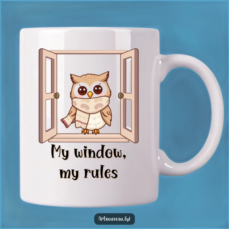 Funny Owl Window Peek Mug: Adorable Cute Owl Scarf Lover Gift