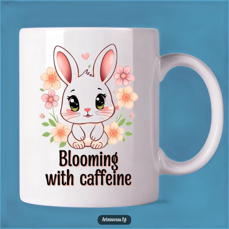 Funny Rabbit Floral Mug: Expressive Eyes Lover Gift