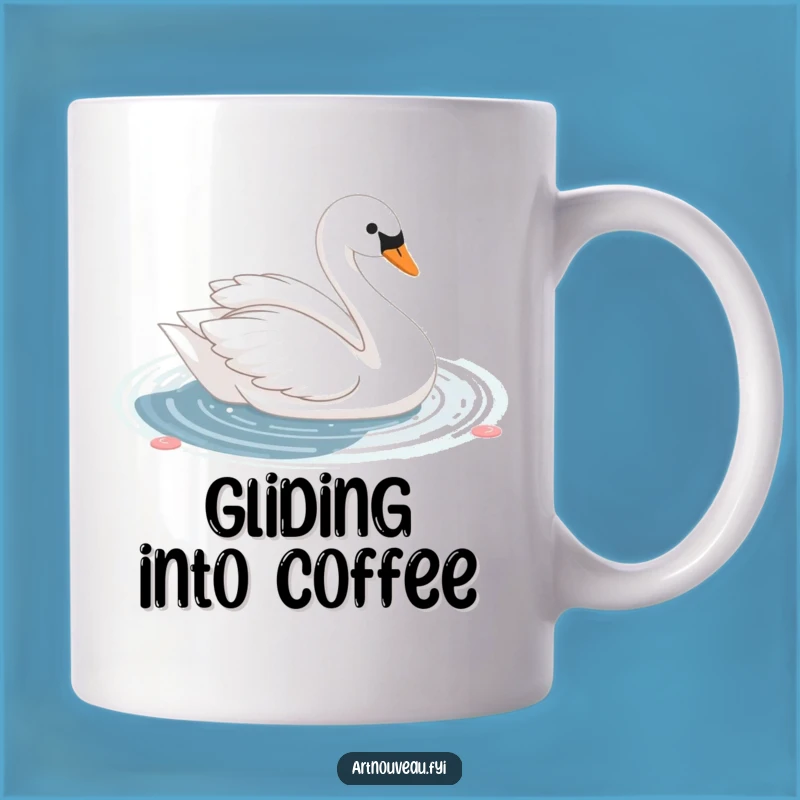 Funny Swan Pond Mug, Elegant Graceful Curves, Shimmering Decorative Art Gift