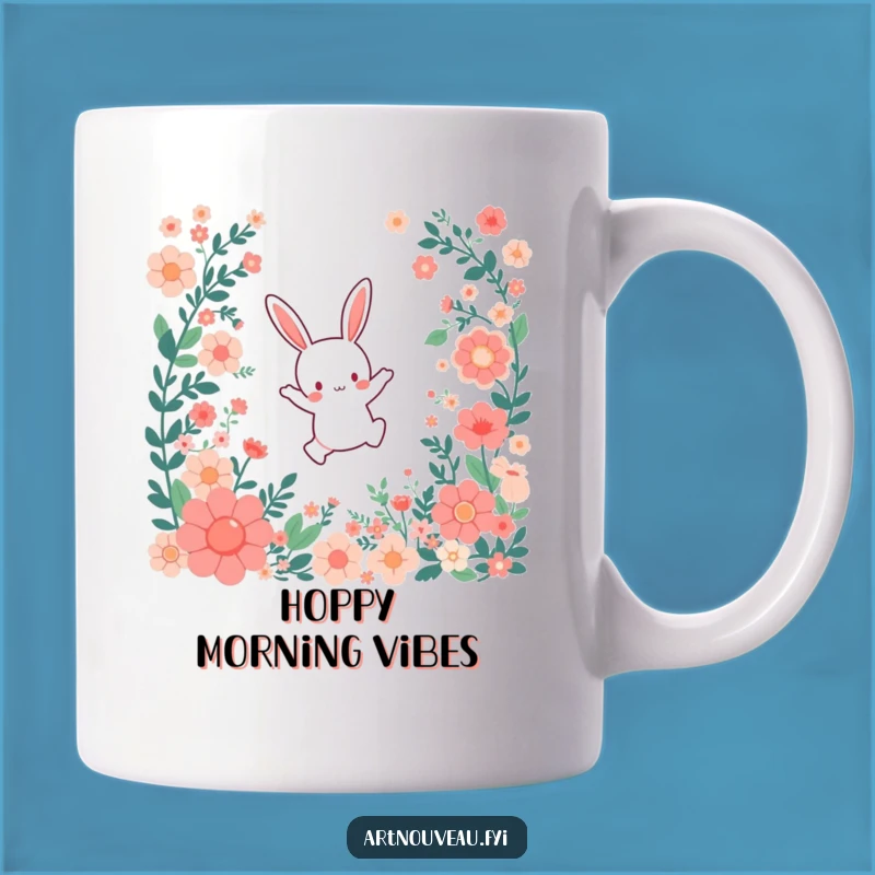 Funny Bunny Mug: Joyful Leap Art, Perfect Gift for Spring Lovers