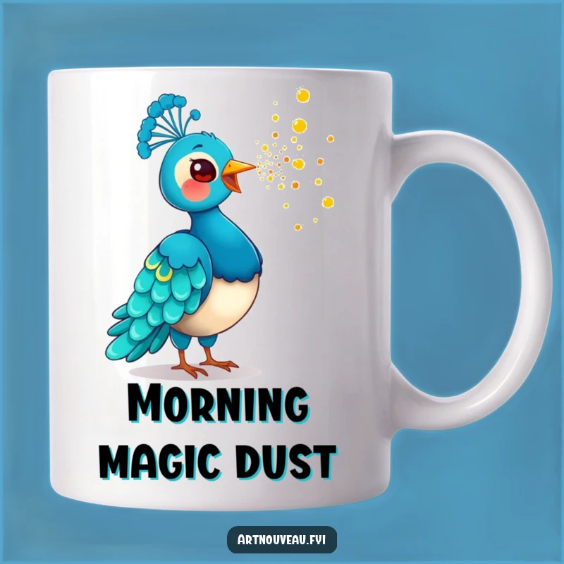 Funny Golden Dust Peacock Mug: Playful Bird Scattering Magic, Perfect Funny Gift