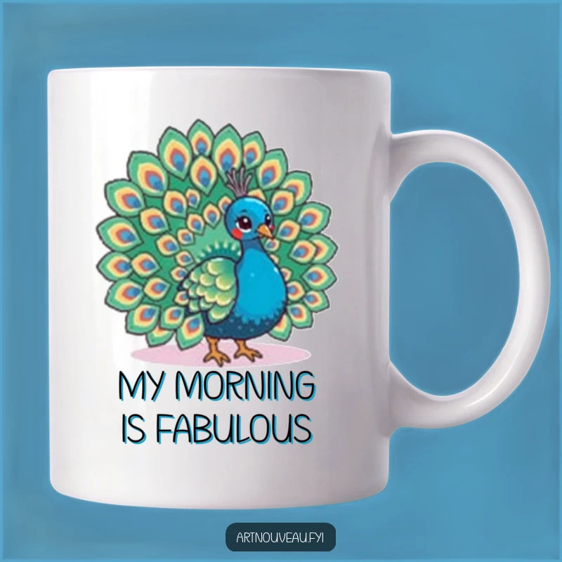 Funny Peacock Mug - Elegant Feather Fan, Vibrant Bird Gift