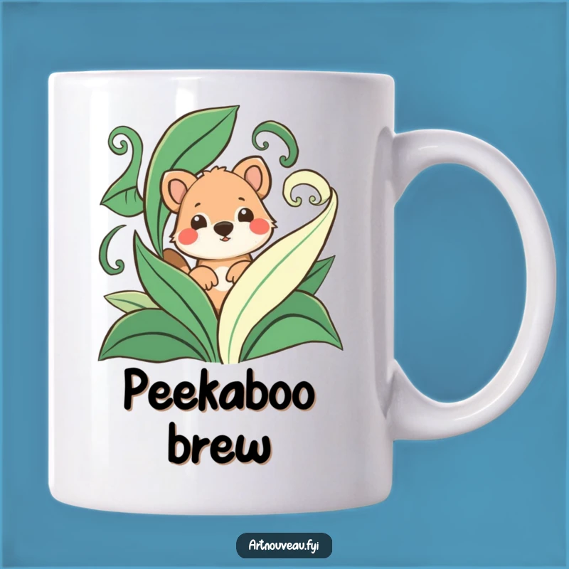 Funny Playful Animal Leaf Peek Mug - Hilarious Nature Gift for Fun Lovers