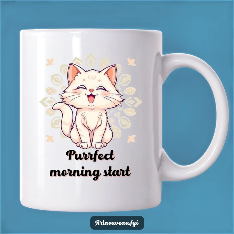 Funny Cat Mug: Delighted Art Nouveau Style, Decorative Pattern, Perfect Gift