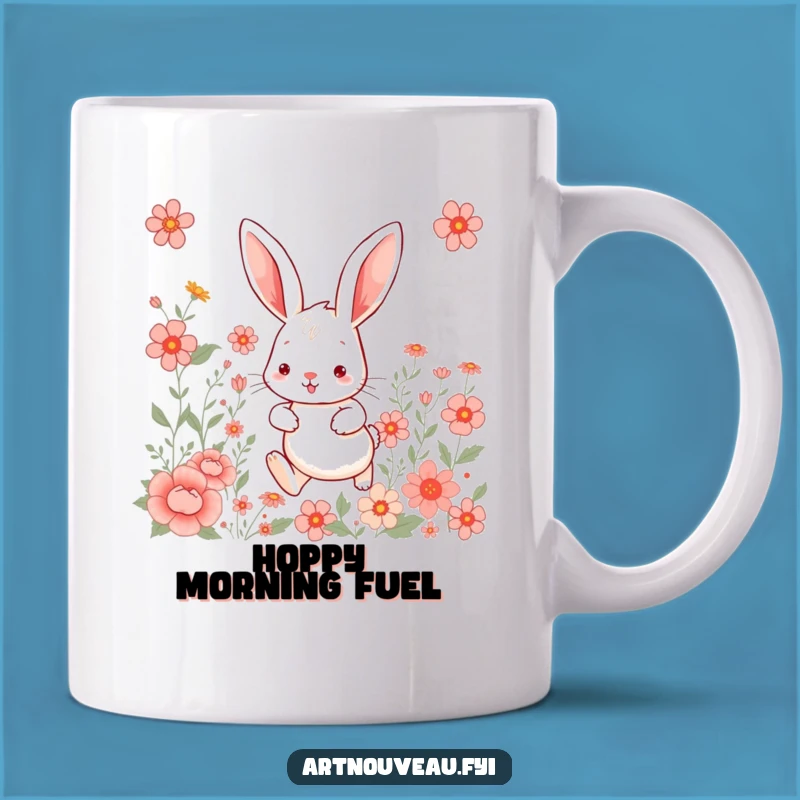 Whimsical Rabbit Mug: Cute Hopping Hare Funny Gift for Garden Lovers