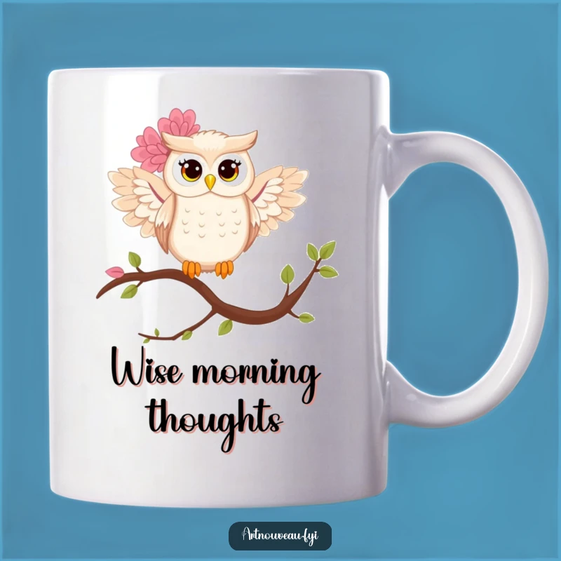 Funny Owl Mug: Stylized Floral Wings, Whimsical Funny Gift for Bird Lovers