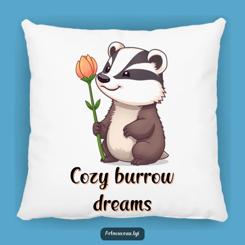 Funny Badger Pillow: Soft & Comfy Cushion with Whimsical Art