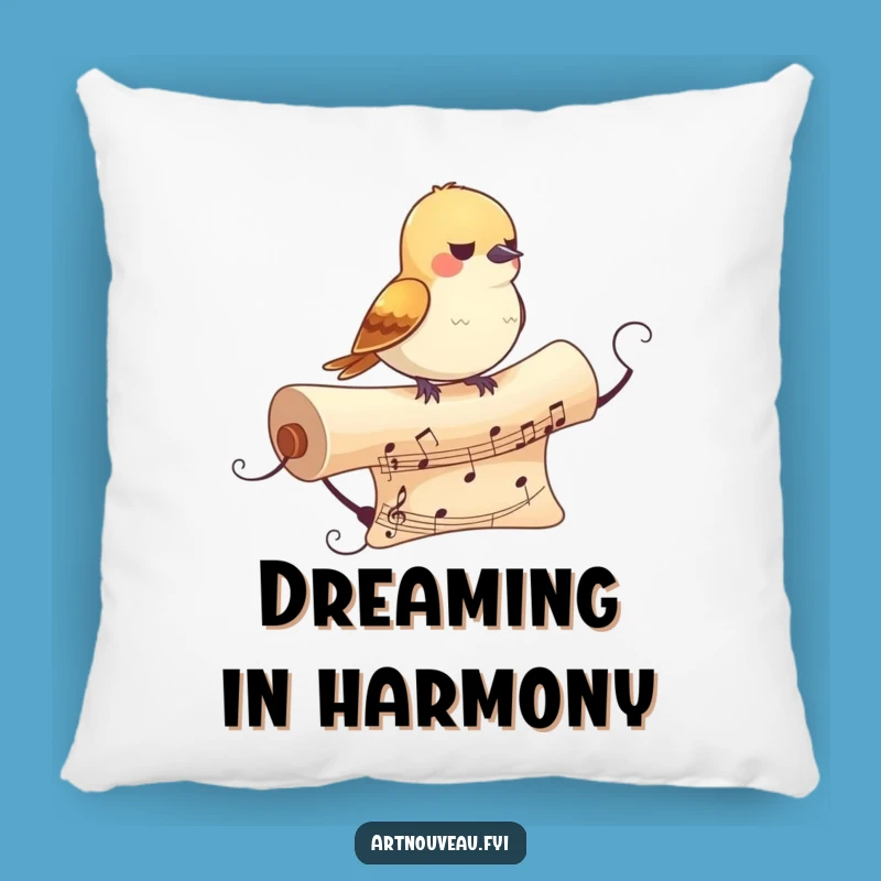 Funny Bird Pillow: Cozy Musical Scroll Cushion for Artistic Comfort