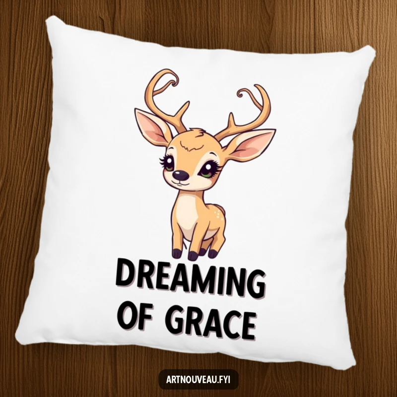 Funny Art Nouveau Deer Pillow: A soft pillow displaying a deer with art nouveau antlers, radiating wonder and artistic elegance.